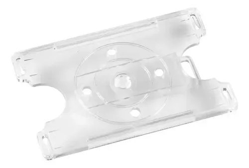 Porta-credencial Acrílico Plateado - Clip Giratorio