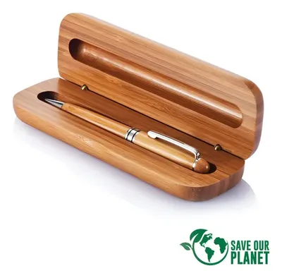 Bamboo Pen Set With Case - Natural Wood Madera