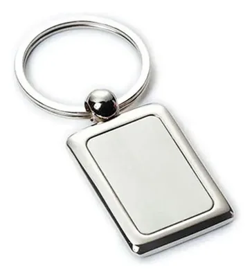 Llavero Metálico Cuadrado Plateado - Estuche Negro