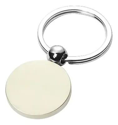 Llavero Metálico Redondo Plateado - Estuche Negro Plateado