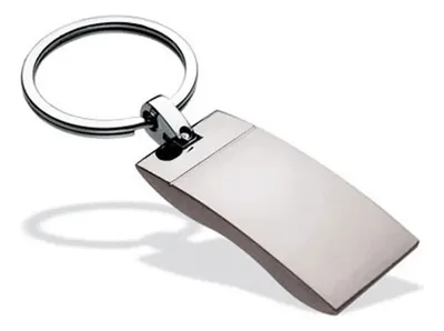 Llavero Metálico Satinado Wave Plateado