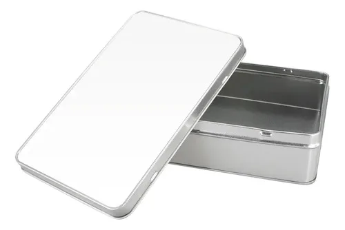 Caja Metálica Rectangular Plata Para Sublimación