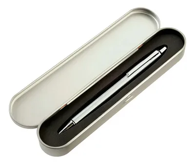 Estuche Metálico Plateado Para Bolígrafo - Calidad Premium
