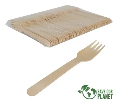 Bolsa 100 Tenedores Madera Abedul 16cm