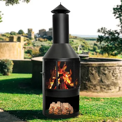 Chimenea Oregon Para Exteriores, Color Negro