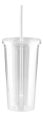 Vaso Plástico Doble Pared Aislante 600cc Plateado