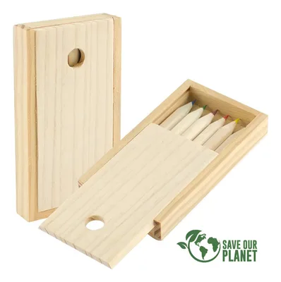 Set 6 Lápices Colores Madera Natural Estuche