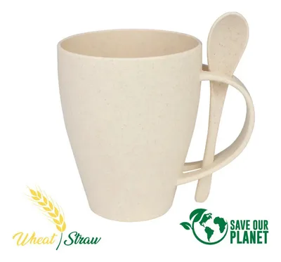 Eco-friendly Wheat Straw Mug 400cc Natural Color