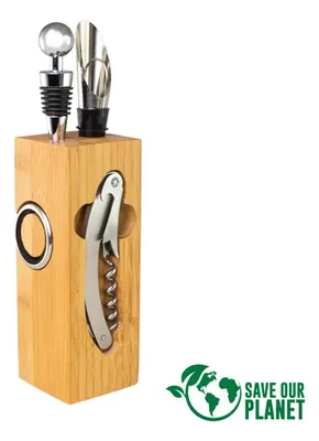 Set Vino Bamboo Rectangular - Madera Natural
