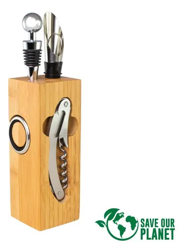 Set Vino Bamboo Rectangular - Madera Natural