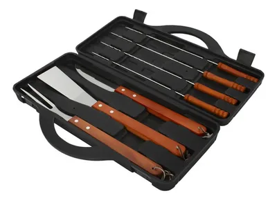 Set Bbq Maletín Plástico Negro 7 Herramientas
