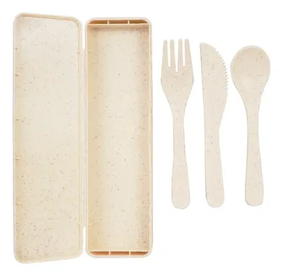 Set 3 Cubiertos Ecológicos Beige Sustentables