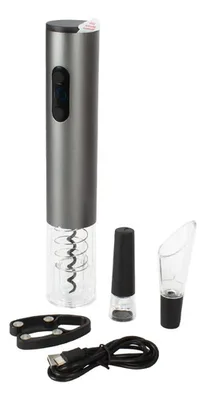 Set De Vino Eléctrico Usb Deluxe Negro