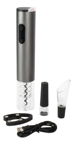 Set De Vino Eléctrico Usb Deluxe Negro