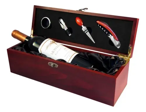 Caja Madera Vino Caoba - Accesorios Metálicos