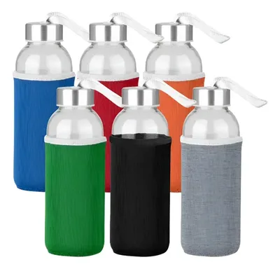 Botella Vidrio Silica 440ml Funda Neopreno
