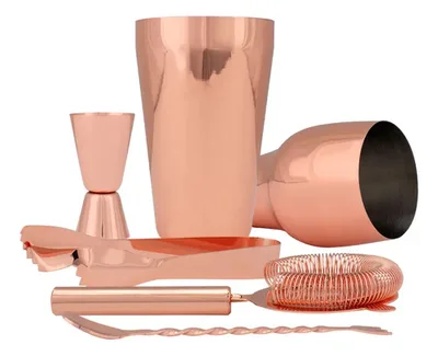 Set Cóctel Metálico Cobre 5 Piezas Premium