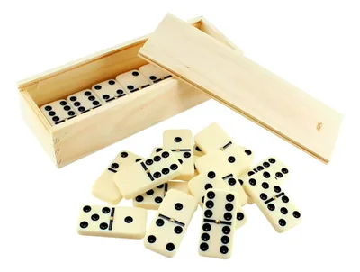 Domino Clasico Madera Estuche Portatil Natural