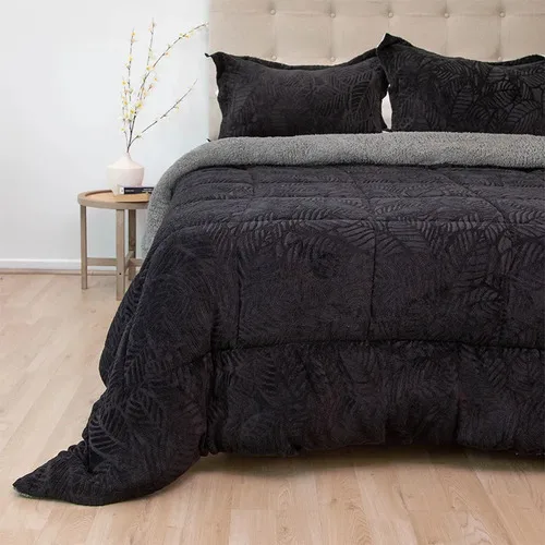 Cubrecama Sherpa Outboss Deluxe 3 Plazas Negro