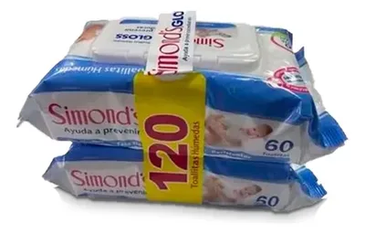 Pack Toallas Húmedas Desechables Simond's 120 Unidades