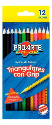 Lápices De Colores Triangulares Proarte Con Grip