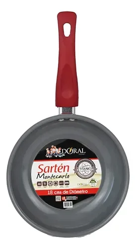 Sartén Aluminio Titanio Antiadherente 18cm Rojo