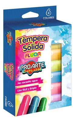 Témpera Sólida 6 Colores Neón Proarte Coral Claro