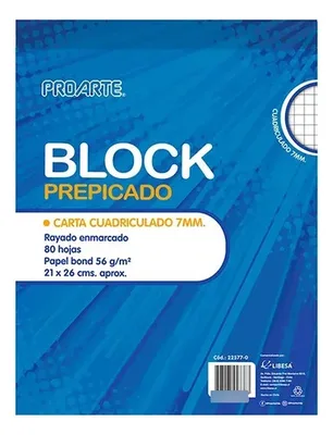 Block Prepicado Carta Cuadriculado Matemático