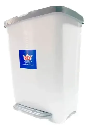Basurero Pedal Plástico 25 Litros Blanco Blanco