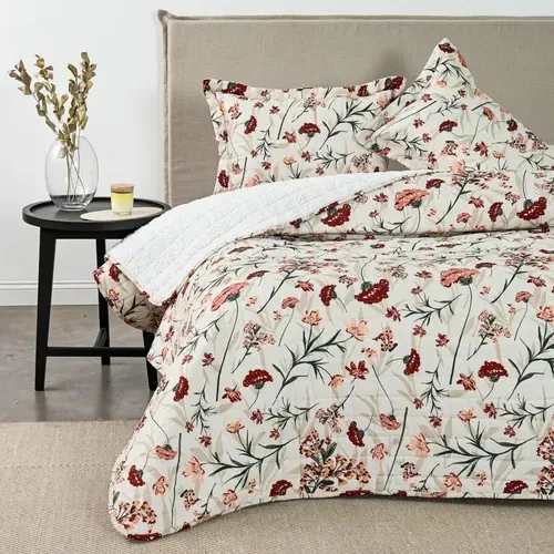 Quilt Estampado Con Sherpa 2 Plazas Poliéster