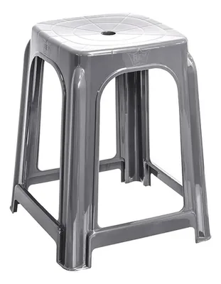 Banco Taburete Plástico Propileno Gris Gris