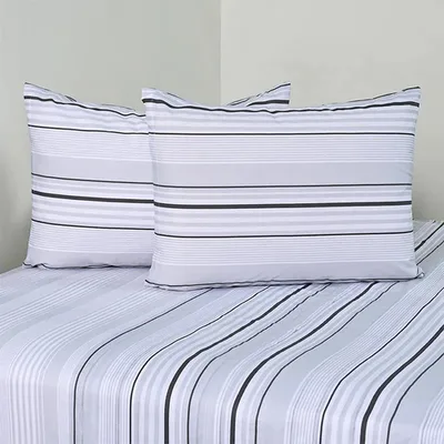 Set De Sábanas 144 Hilos Algodón Poliéster 2.5 Plazas Gris