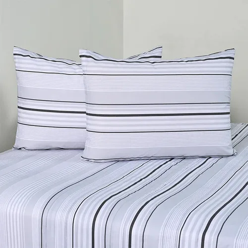 Set De Sábanas 144 Hilos Algodón Poliéster 2.5 Plazas Gris