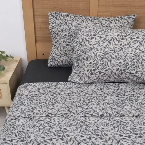 Set De Sábanas Polar King Estampadas Térmicas Verde Oscuro
