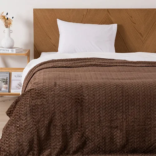 Frazada Flannel Térmica 1.5 Plazas Poliéster Coral Claro