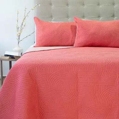 Quilt Hotpress Bicolor 2.5 Plazas Poliéster Coral Claro