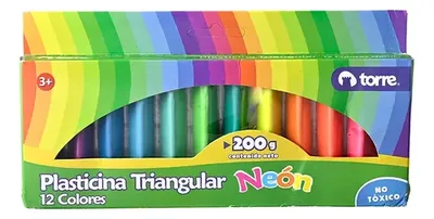 Plasticina Triangular Neón 12 Colores Creativa Multicolor