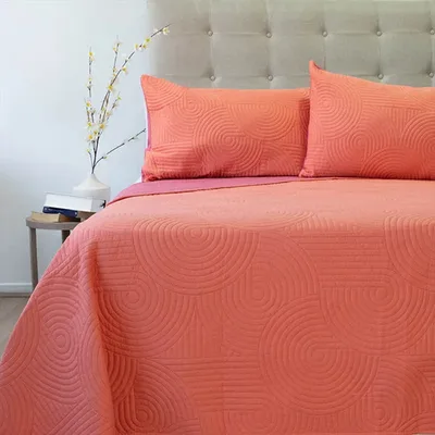 Quilt Hotpress Bicolor 2.5 Plazas Poliéster Coral Claro