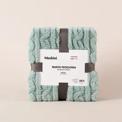 Manta Patagonia Jacquard Sherpa Poliéster Oliva Coral Claro