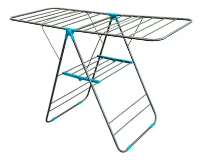 Tendedero De Ropa Plegable Acero Resistente Plateado