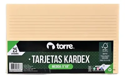 Tarjetas Kardex Fichas Bibliográficas Rayadas 5x8cm