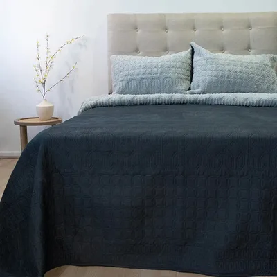 Quilt Hotpress Sherpa 3 Plazas Poliéster Negro Negro