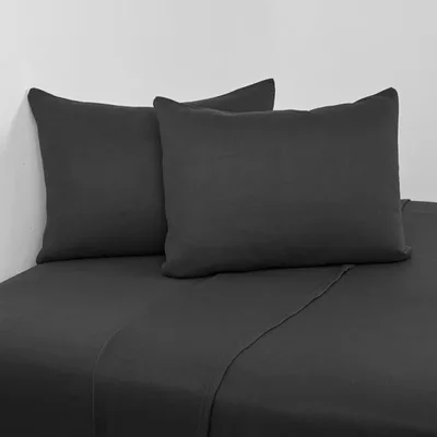 Set De Sábanas De Polar Lisa 2.5 Plazas Grafito Verde Oscuro