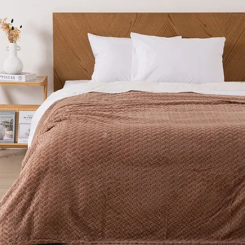 Frazada Flannel Térmica 2 Plazas Poliéster Nude