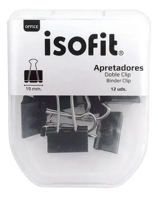 Apretador De Papeles Doble Clip 19mm Plástico