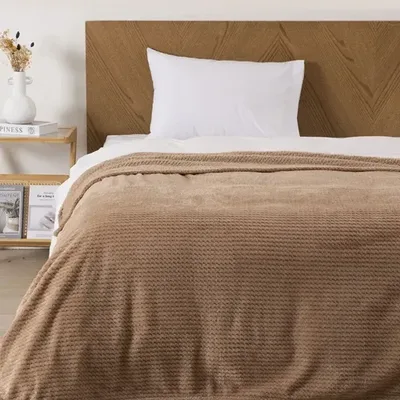 Frazada Flannel Fleece Térmica 2 Plazas Poliéster Coral Claro