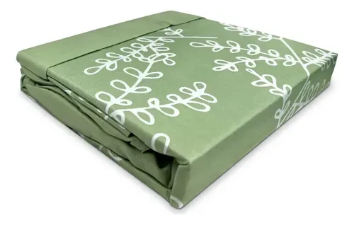 Set De Sábanas Aterciopelada 1.5 Plazas Poliéster Verde