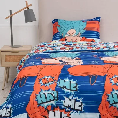 Plumón Reversible 1.5 Plazas Dragon Ball Z Poliéster Coral Claro