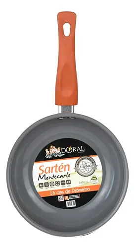 Sartén Aluminio Titanio 16cm Antiadherente Coral Claro