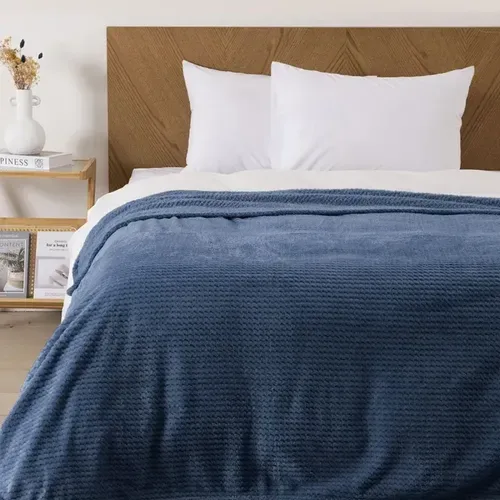 Frazada Flannel Fleece Térmica Poliéster King Azul
